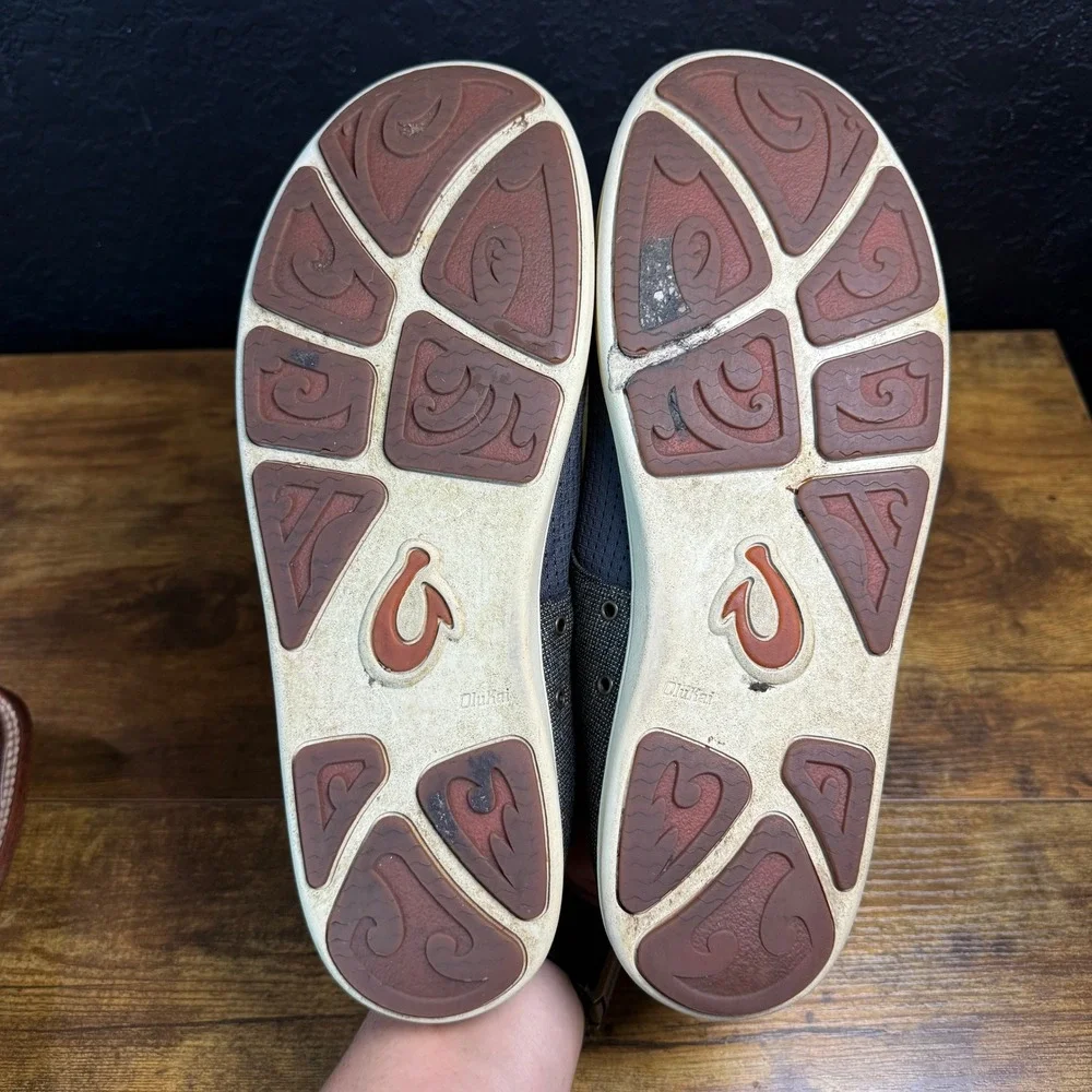 OluKai Nohea Moku 10188 Fog Grey Textile Mesh Boat Shoe Mens 10.5